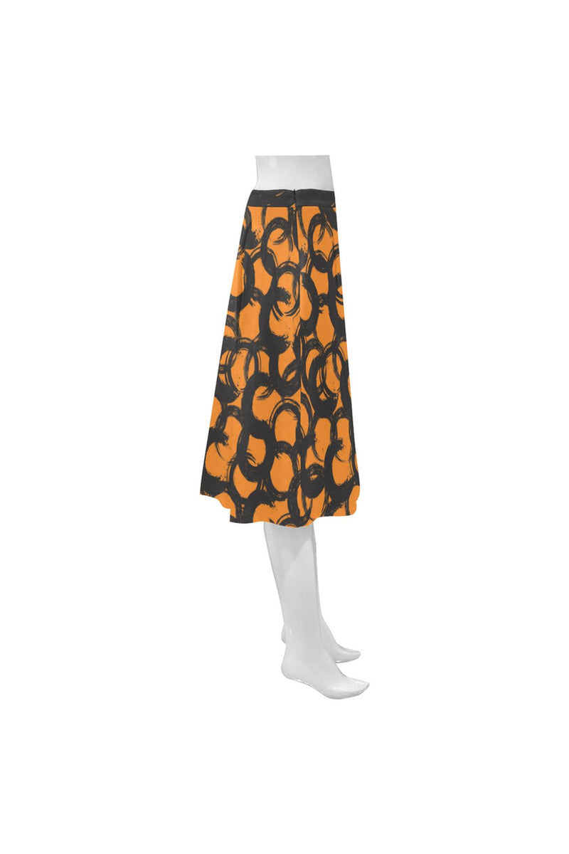 Orange Mnemosyne Women's Crepe Skirt (Model D16) - Objet D'Art