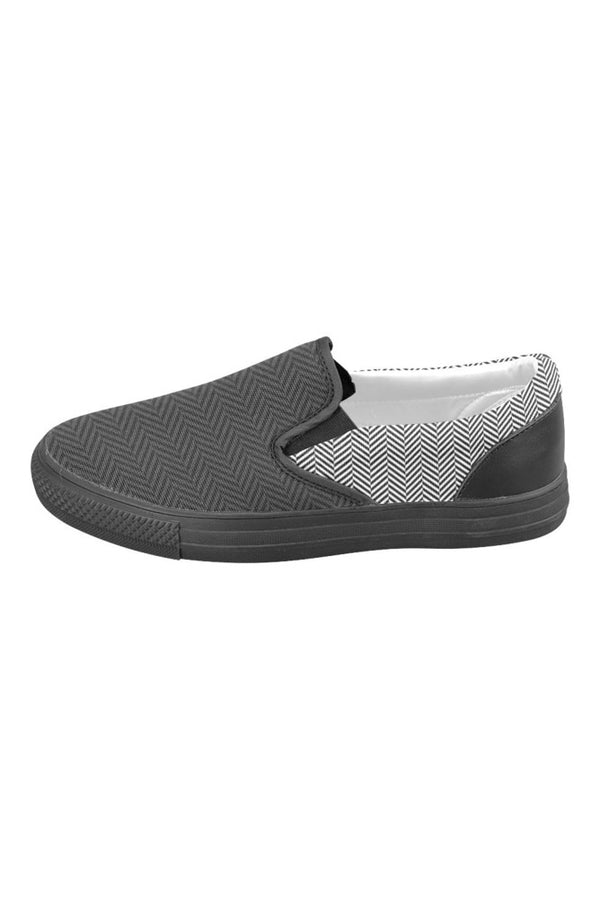 Herringbone Men's Slip-on Canvas Shoes (Model 019) - Objet D'Art