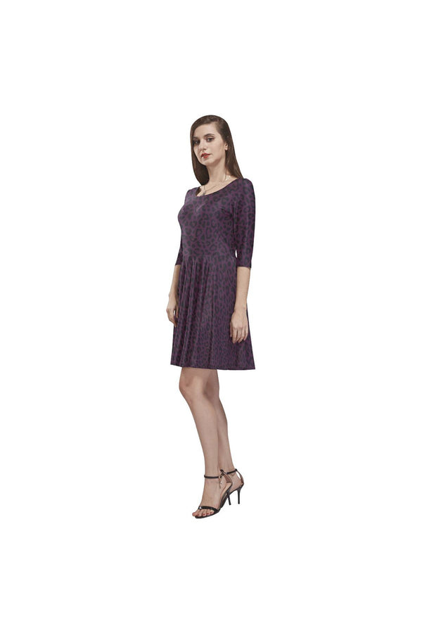 Plum Leopard Print Tethys Half-Sleeve Skater Dress - Objet D'Art