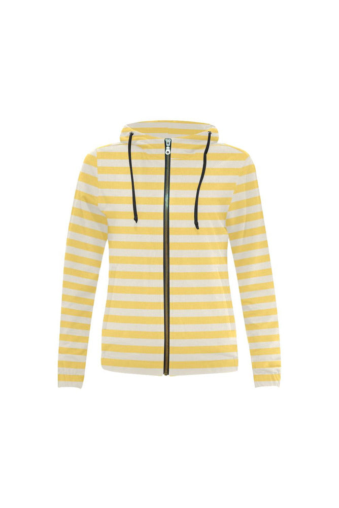 Aspen Gold Mini Stripes All Over Print Full Zip Hoodie for Women (Model H14) - Objet D'Art