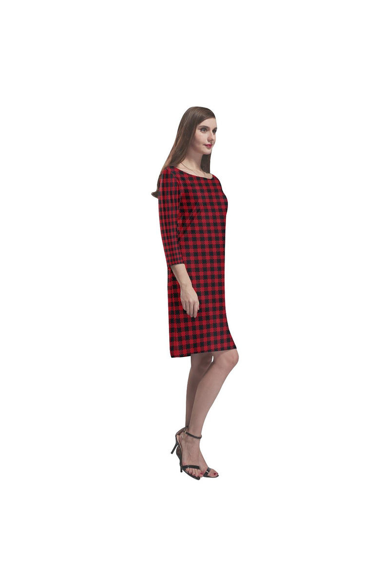 Checker Red Black Rhea Loose Round Neck Dress(Model D22) - Objet D'Art