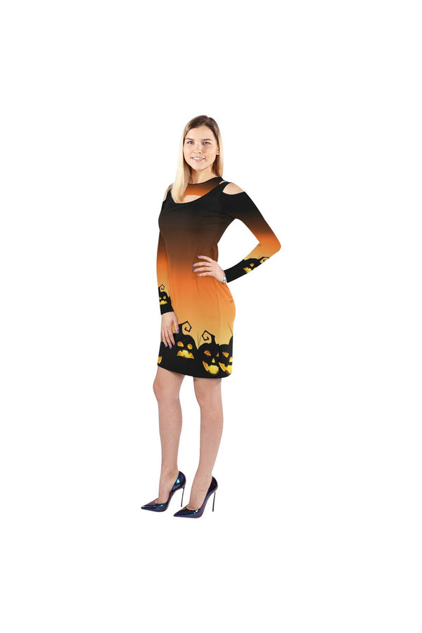 Pumpkin Patch Cold Shoulder Long Sleeve Dress (Model D37) - Objet D'Art