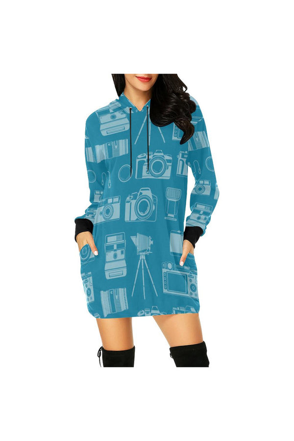 camera All Over Print Hoodie Mini Dress (Model H27) - Objet D'Art