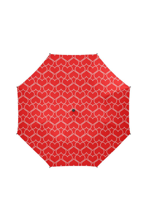 Red Hearts Semi-Automatic Foldable Umbrella - Objet D'Art Online Retail Store