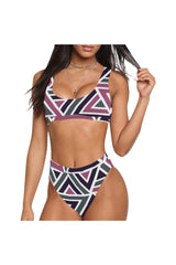 TRIANGLE S07 CHEST BND Sport Top & High-Waisted Bikini Swimsuit (Model S07) - Objet D'Art