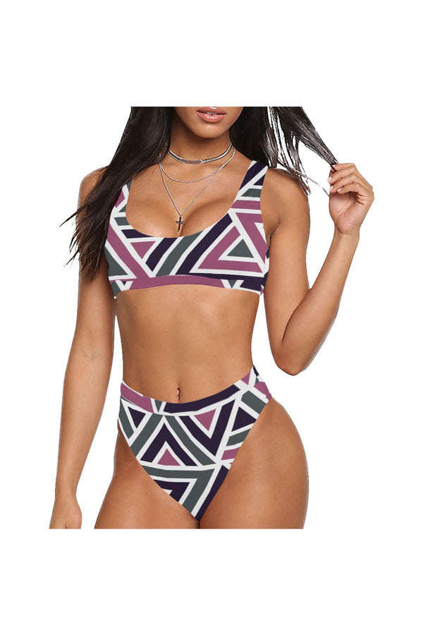 TRIANGLE S07 CHEST BND Sport Top & High-Waisted Bikini Swimsuit (Model S07) - Objet D'Art