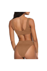 Bronze Sport Top & High-Waisted Bikini Swimsuit (Model S07) - Objet D'Art