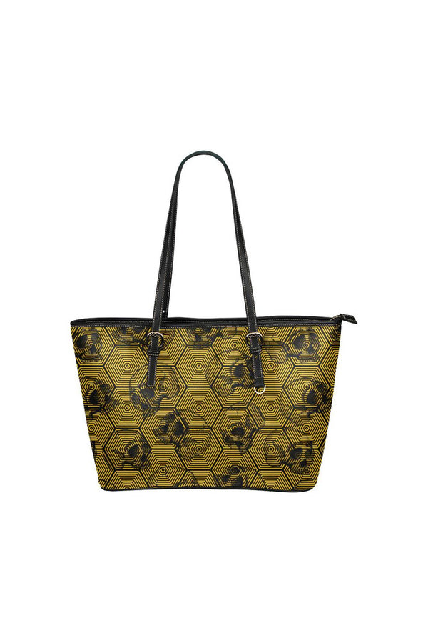 Aspen Gold Skull Print Leather Tote Bag/Small - Objet D'Art