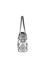mandala tote bag 3 Leather Tote Bag/Small (Model 1651) - Objet D'Art