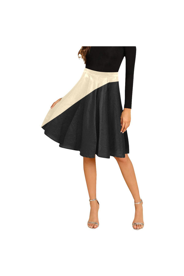 Two-Tone Crème and Black Melete Pleated Midi Skirt - Objet D'Art