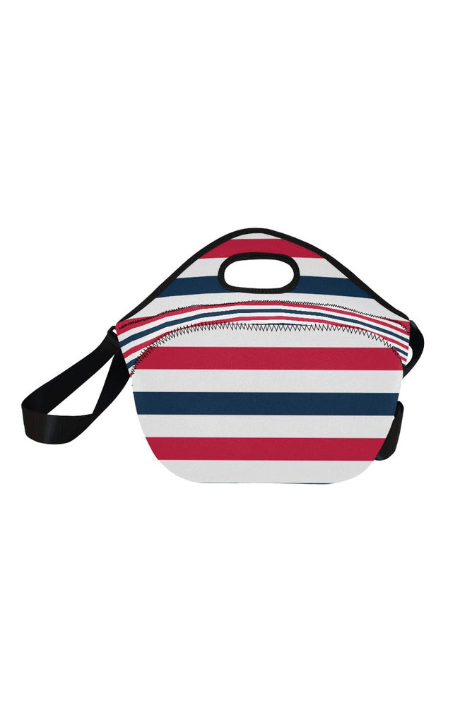 stripesbluegraywhite copy Neoprene Lunch Bag/Large (Model 1669) - Objet D'Art