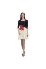 Hibiscus Accented Tethys Half-Sleeve Skater Dress - Objet D'Art