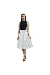 Falda de crepé Aoede con rayas verticales en blanco y negro - Objet D'Art Online Retail Store
