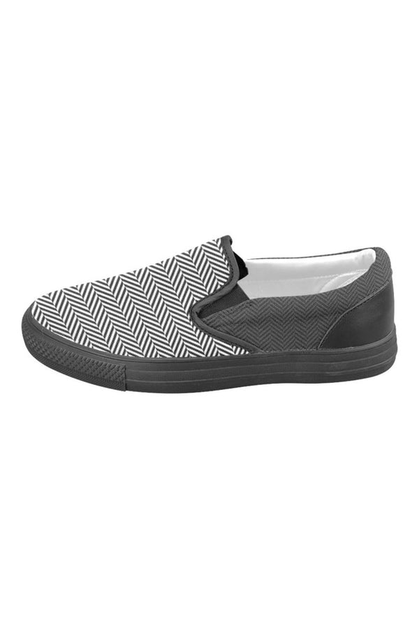 Herringbone Men's Slip-on Canvas Shoes (Model 019) - Objet D'Art