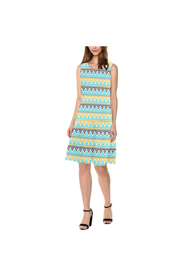 Aztec Art Sleeveless Splicing Shift Dress - Objet D'Art
