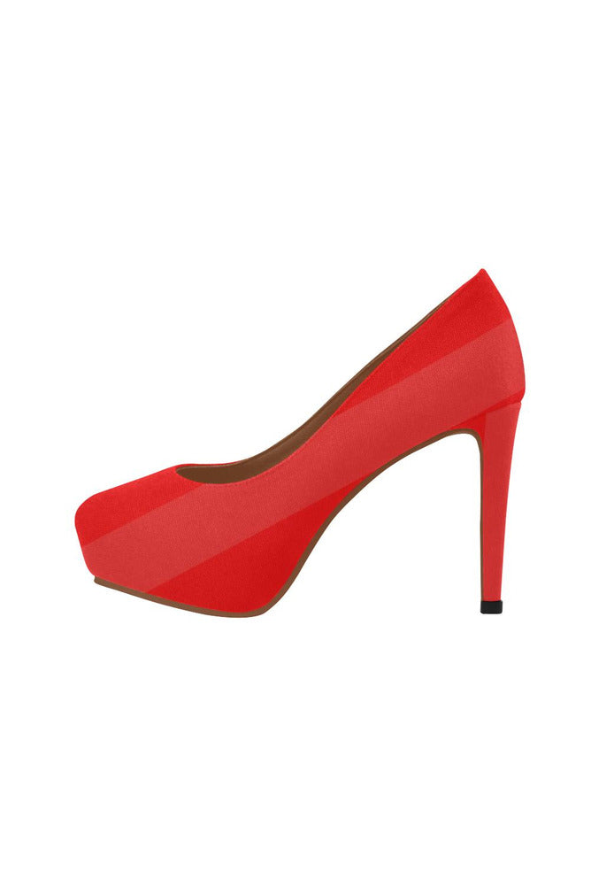Red on Red Stripes Women's High Heels - Objet D'Art