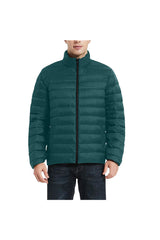 Forest Green Men's Stand Collar Padded Jacket - Objet D'Art