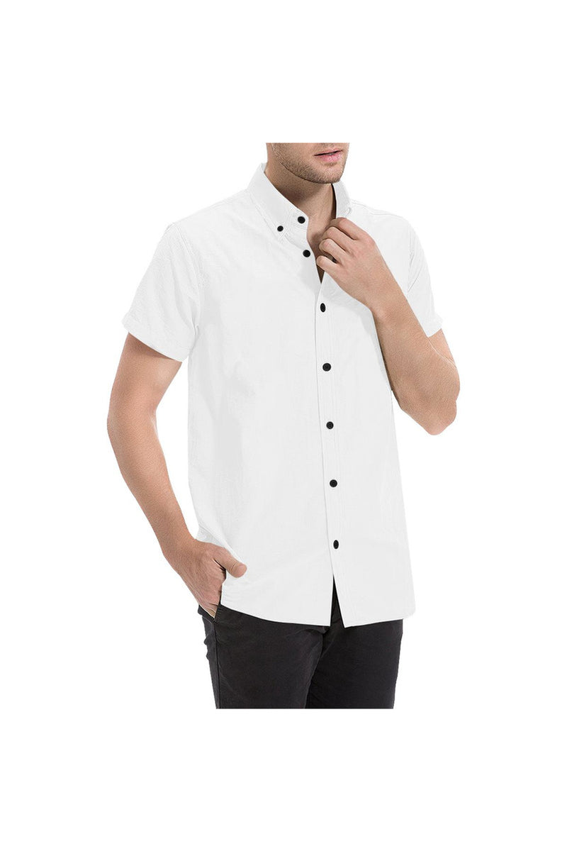 White Solid Men's All Over Print Short Sleeve Shirt/Large Size (Model T53) - Objet D'Art