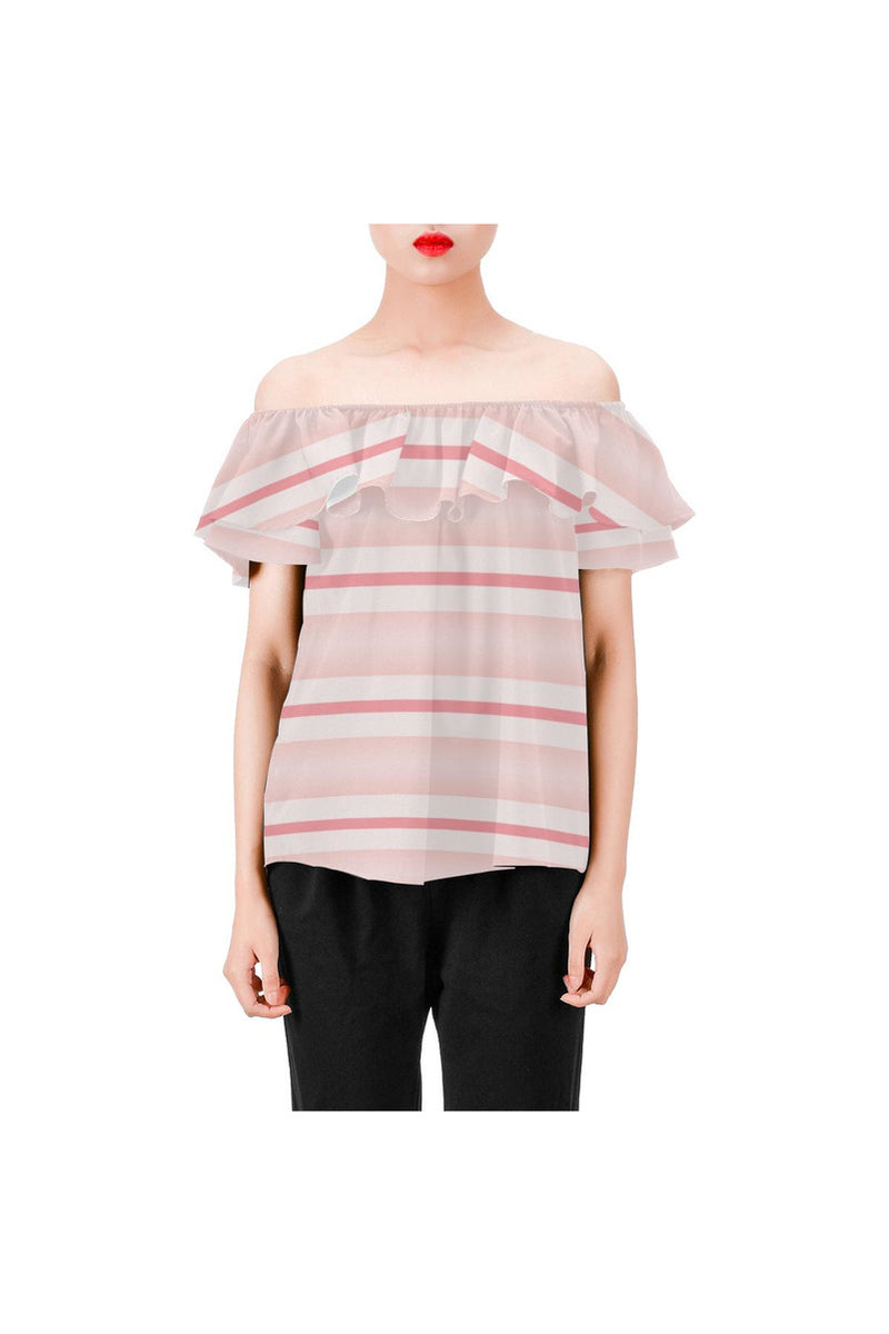 Think PInk Women's Off Shoulder Blouse with Ruffle - Objet D'Art