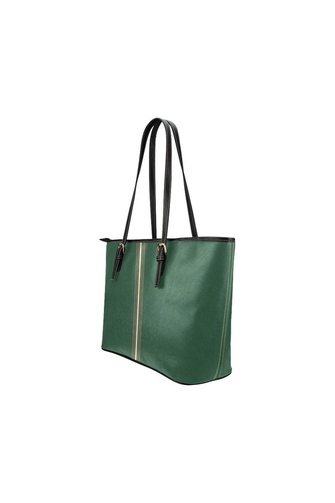 Green Striped Leather Tote Bag/Small - Objet D'Art