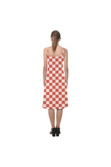 Coral Orange Checker Alcestis Slip Dress (Model D05) - Objet D'Art