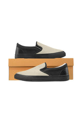 Soybean & Sweet Corn Herringbone Men's Slip-on Canvas Shoes (Model 019) - Objet D'Art