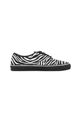 Zebra Print Classic Women's Canvas Low Top Shoes (Model E001-4) - Objet D'Art