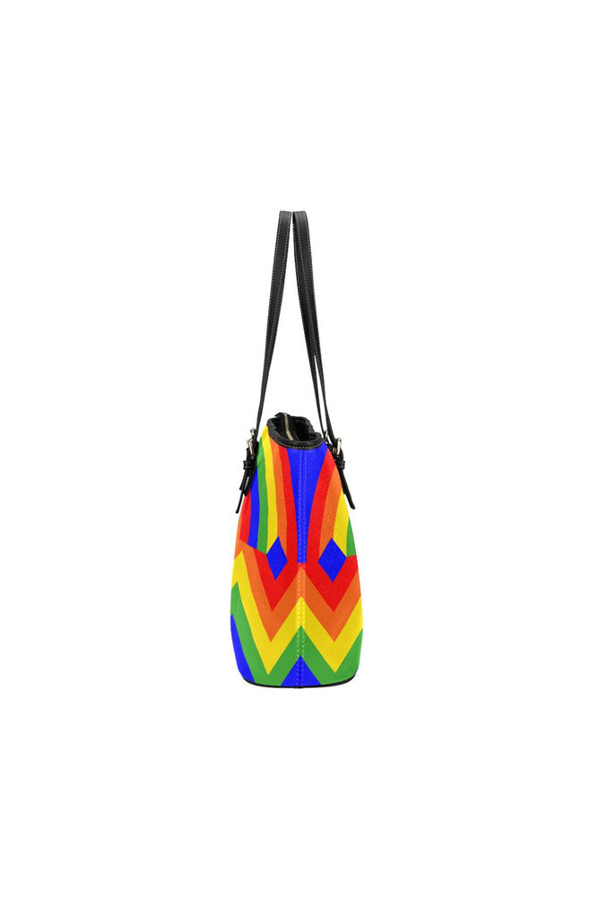 Rainbow in Abstract Leather Tote Bag/Small - Objet D'Art