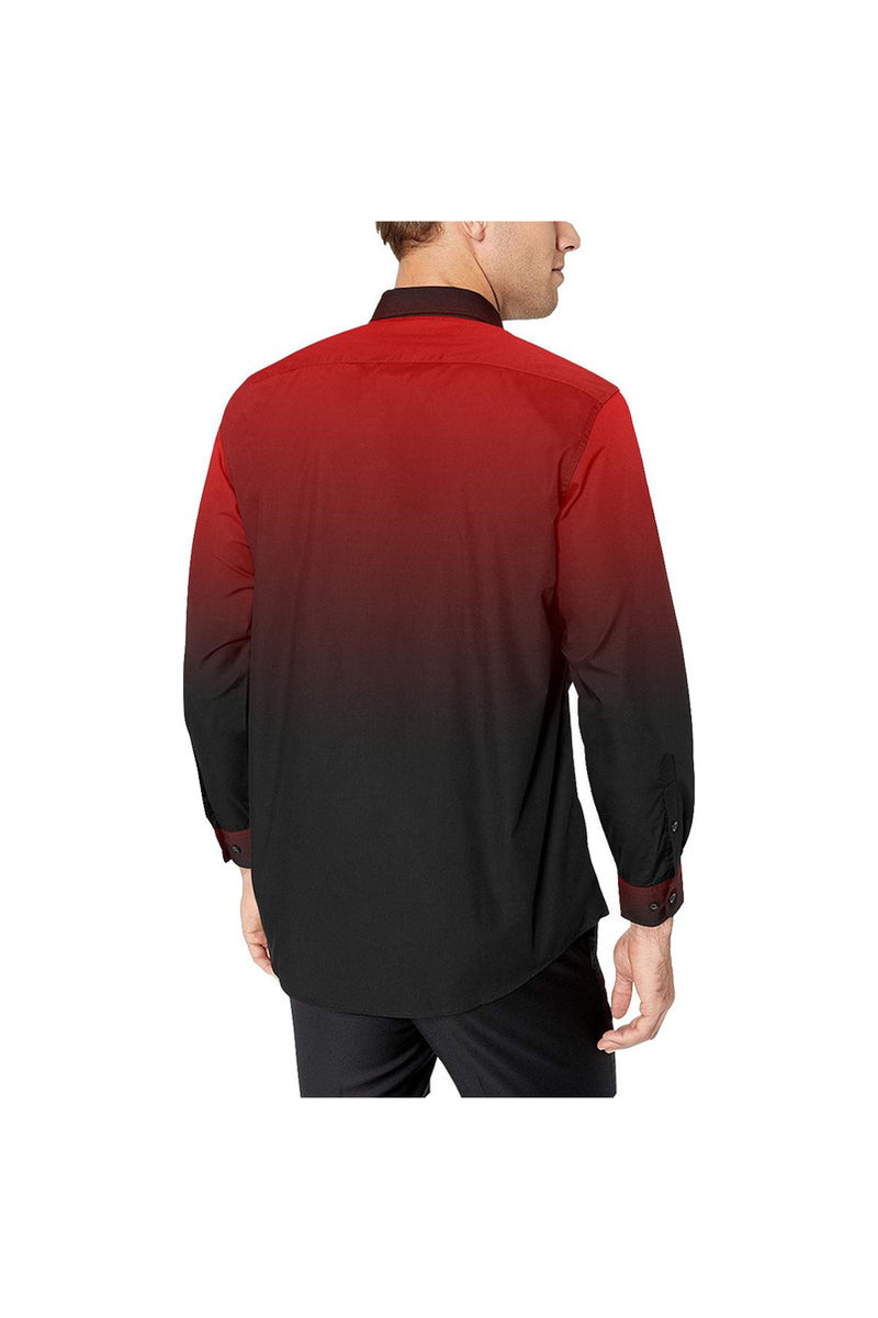 Fade Red to Black Men's All Over Print Casual Dress Shirt S Fade Red to Black Men's All Over Print Casual Dress Shirt S