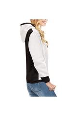 Black and White High Neck Pullover Hoodie for Women - Objet D'Art