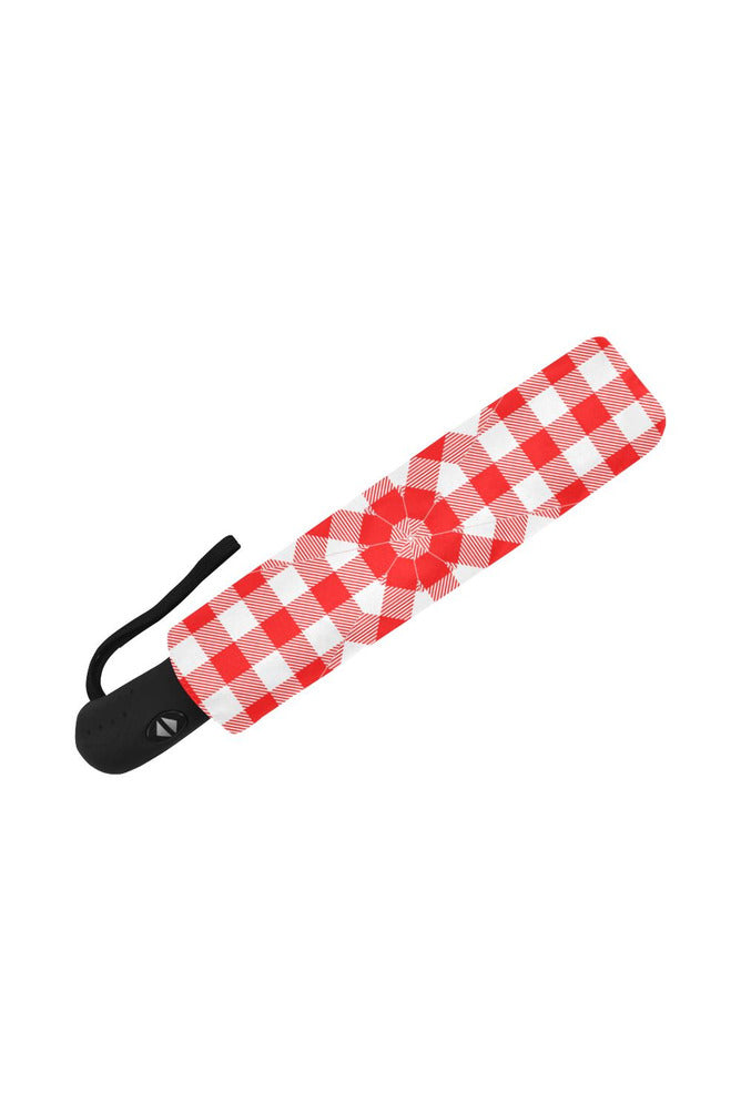 Red Gingham Auto-Foldable Umbrella (Model U04) - Objet D'Art