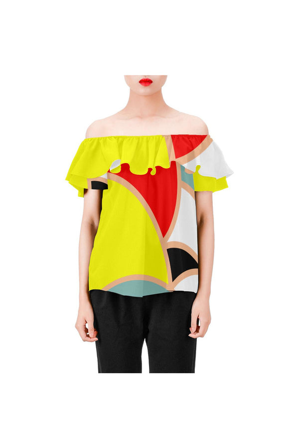 Sunny and Bright Women's Off Shoulder Blouse with Ruffle - Objet D'Art Online Retail Store