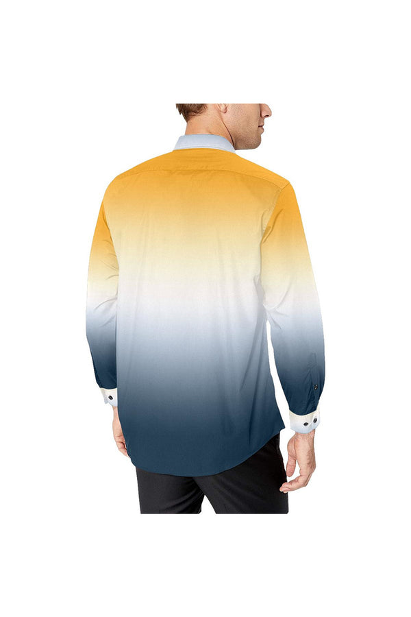 Gold & Blue Gradient Men's All Over Print Casual Dress Shirt - Objet D'Art