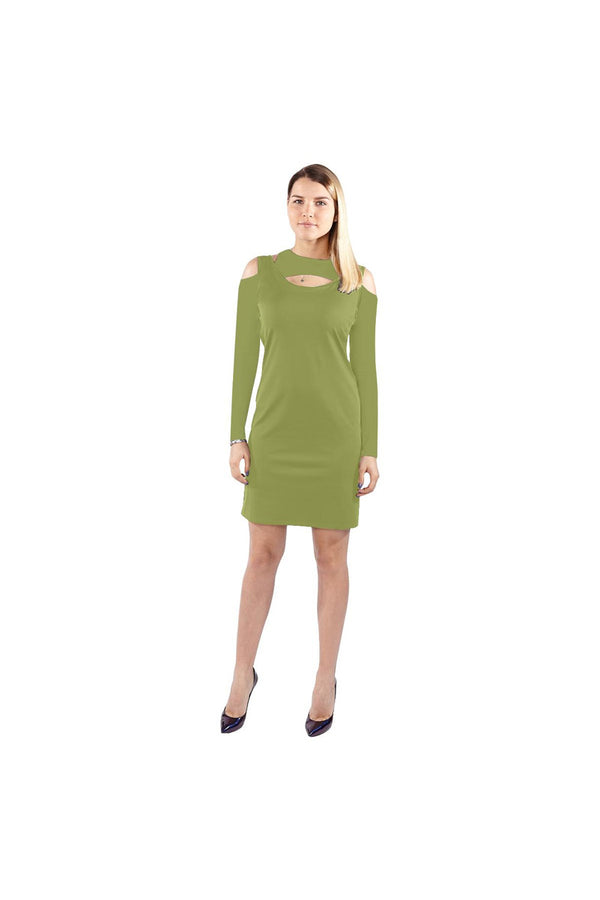 Pepper Stem Cold Shoulder Long Sleeve Dress (Model D37) - Objet D'Art