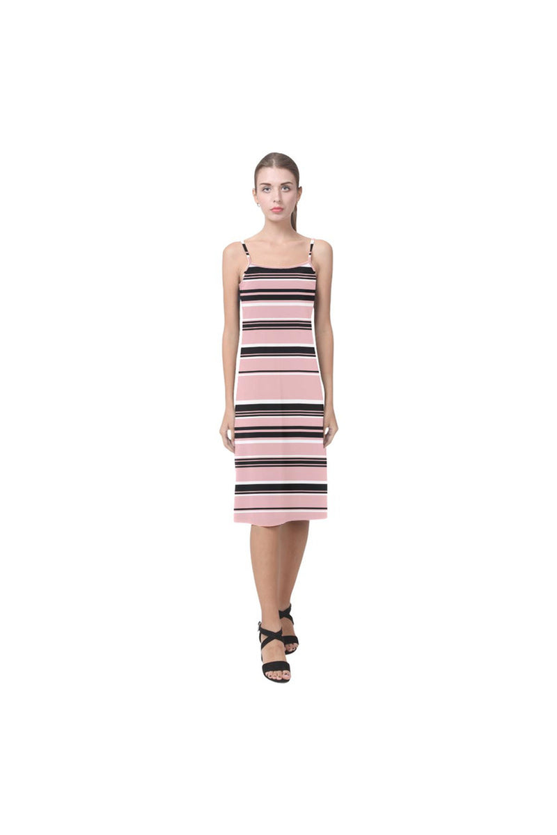 Pressed Rose & Black and White Stripes Alcestis Slip Dress (Model D05) - Objet D'Art