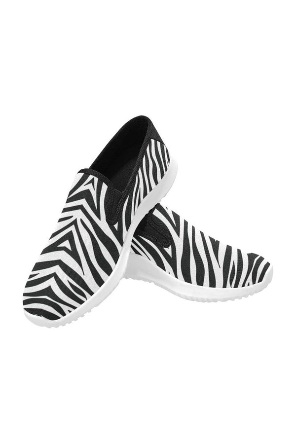 zebra H21 Front PINK Orion Slip-on Women's Canvas Sneakers (Model 042) - Objet D'Art