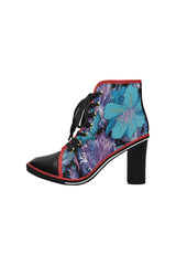 floral mad 6 Women's Lace Up Chunky Heel Ankle Booties (Model 054) - Objet D'Art