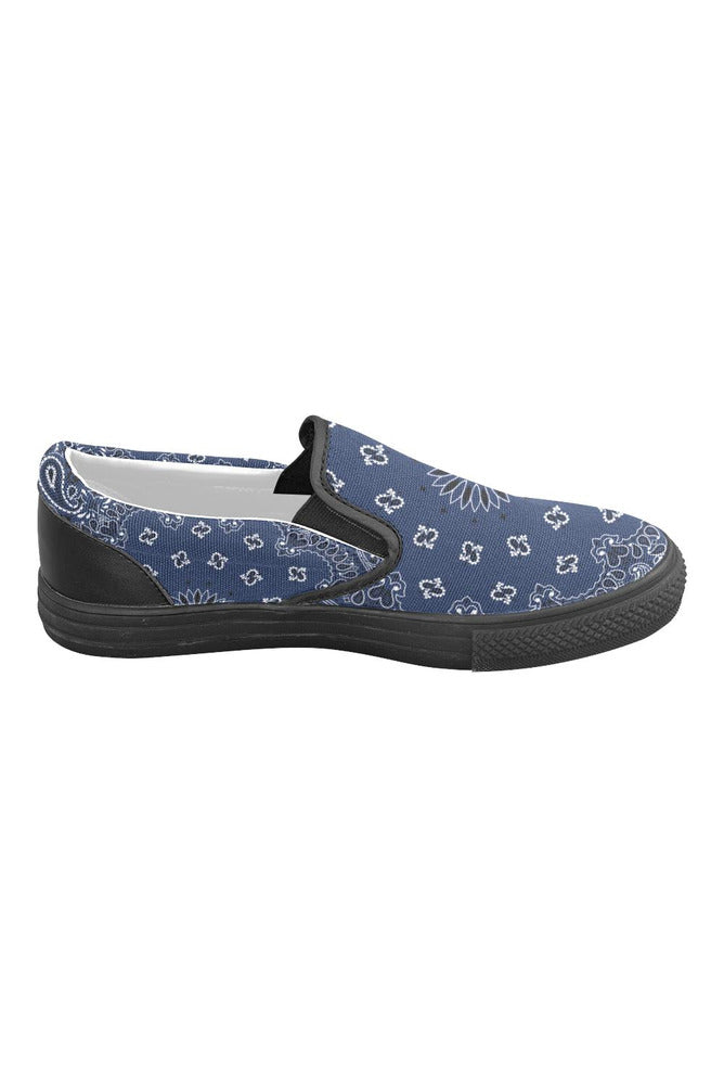 Blue Bandana Men's Slip-on Canvas Shoes (Model 019) - Objet D'Art