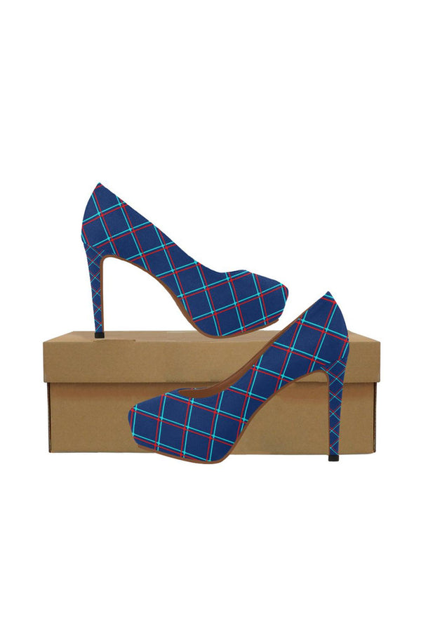 Anaglyph Plaid Women's High Heels - Objet D'Art Online Retail Store