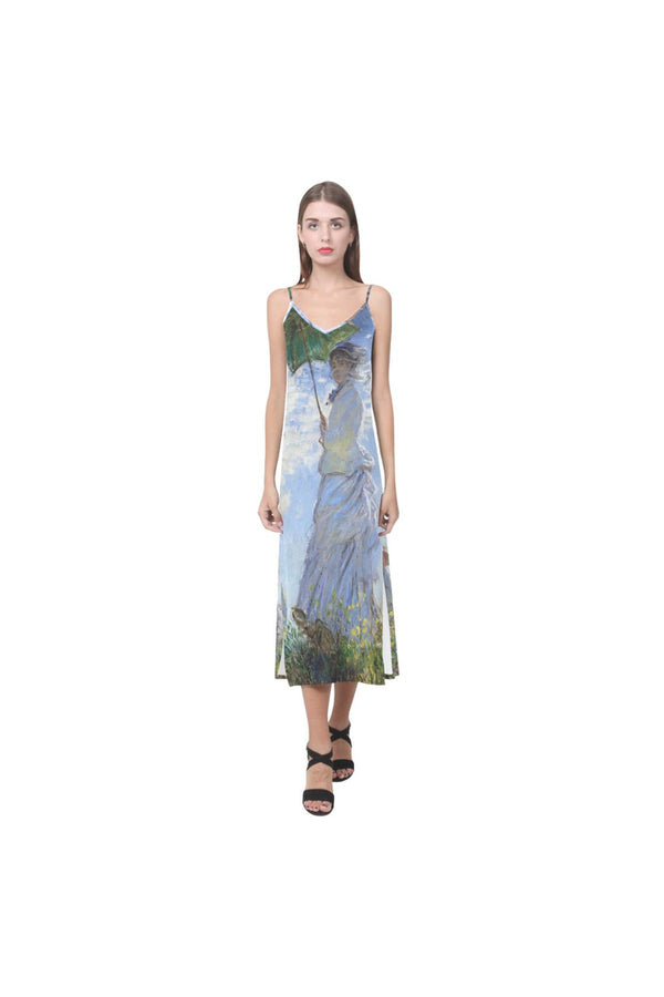 Claude Monet V-Neck Open Fork Long Dress(Model D18) - Objet D'Art