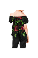 Rosy Women's Off Shoulder Blouse with Ruffle (Model T29) - Objet D'Art