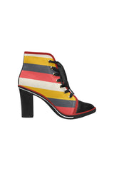 Southwest Stripes Women's Lace Up Chunky Heel Ankle Booties (Model 054) - Objet D'Art
