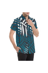Camisa de manga corta con estampado completo para hombre Moonlit Palms - Objet D'Art Online Retail Store