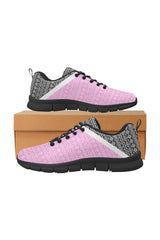 Pink & Black Aztec Women's Breathable Running Shoes (Model 055) - Objet D'Art