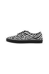 Zebra Print Classic Women's Canvas Low Top Shoes (Model E001-4) - Objet D'Art