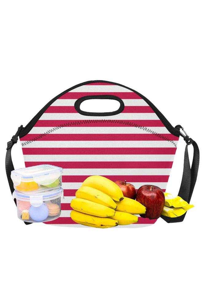 Red Stripes Neoprene Lunch Bag/Large (Model 1669) - Objet D'Art