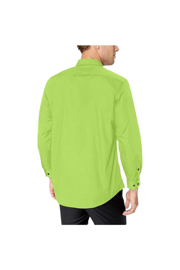 Lime Green Men's All Over Print Casual Dress Shirt (Model T61) - Objet D'Art