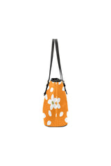 Flower White Turmeric Purse Leather Tote Bag/Small - Objet D'Art