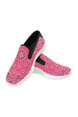 pink bandana Orion Slip-on Women's Canvas Sneakers (Model 042) - Objet D'Art