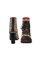 Leopard Spots Women's Lace Up Chunky Heel Ankle Booties - Objet D'Art